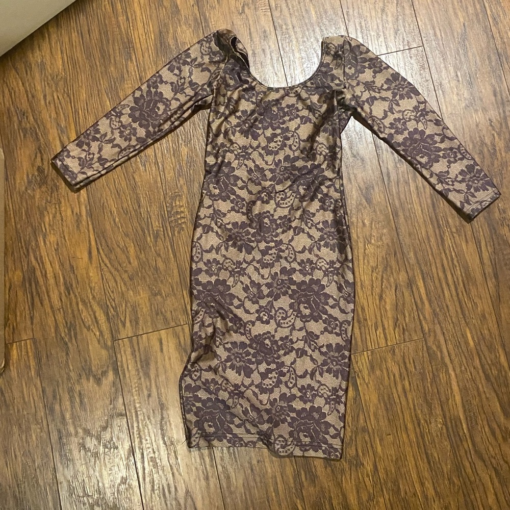 American Apparel Women's Small Dress Lace Print Open Back Bodycon Tricot EUC
